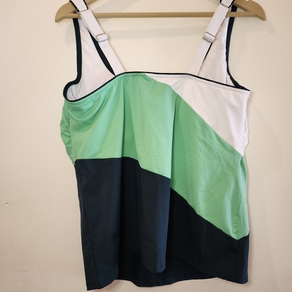 Lands' End Women's Swim Dress - White and Green - Picture 3 of 6